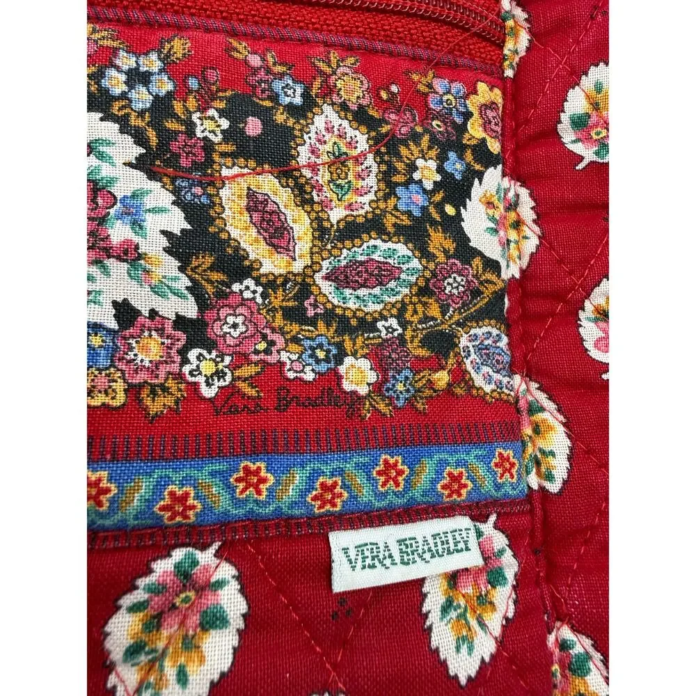 Vintage Vera Bradley Quilted Mini‎ Backpack Red Leaf 1997 Granny Cottage